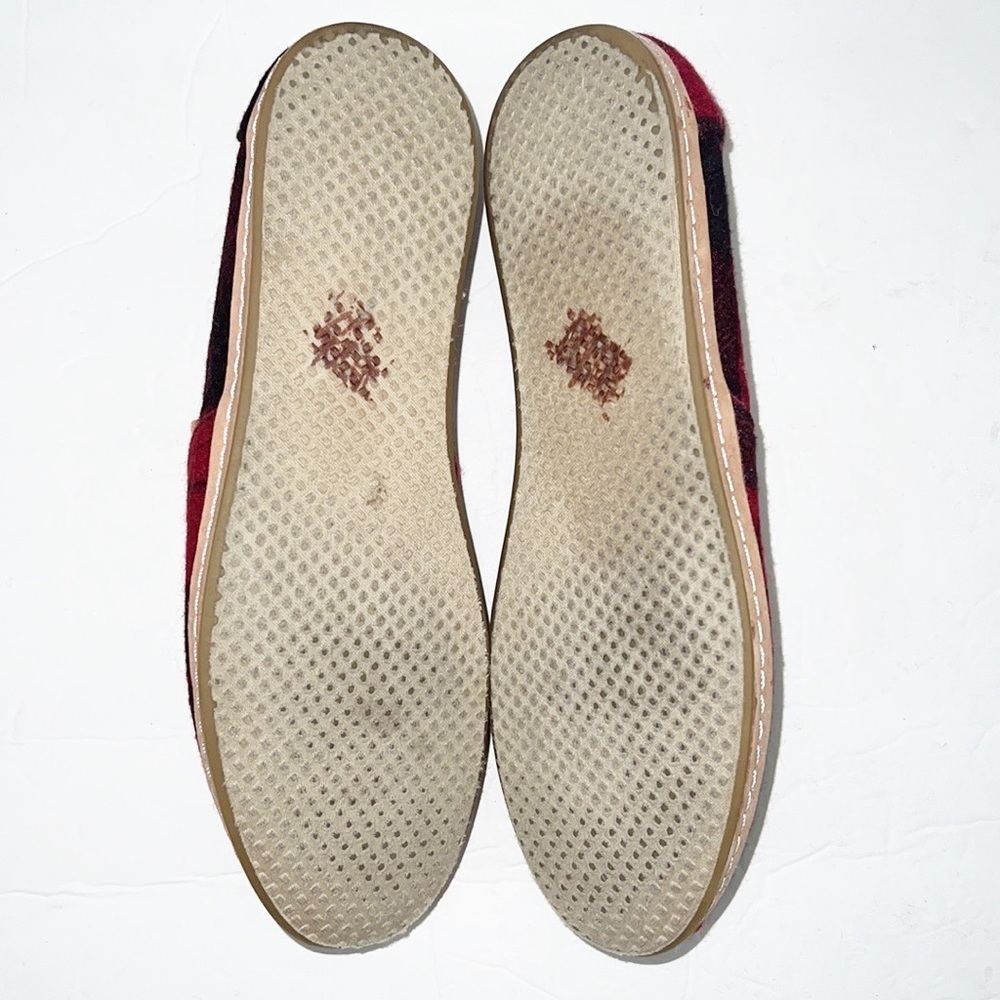 Toms Alpargata Classic Buffalo Check Plaid Red And Black Felt Slip On Flats - Picture 8 of 10